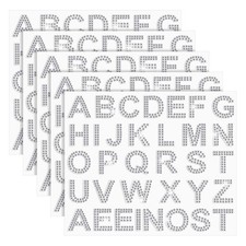 170 Pezzi  con Lettere In Strass Argentati, 5 Fogli 34 Lettere Adesi3706