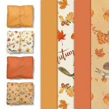 Fall Wrapping Tissue Paper, 24 Sheet Orange Autumn Maple Leaves Gift Wrap Tis...