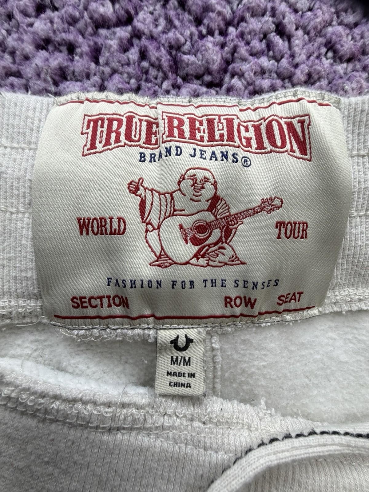 True Religion World Tour Jogger Sweatpants Men’s Medium Cream Fleece thumbnail 2
