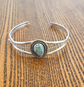 Navajo Turquoise Bracelet, Beautiful Vibrant Blue With Brown Matrix