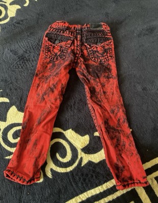True Religion Jeans für Kinder Größe 5Y rot und schwarz gerades Bein