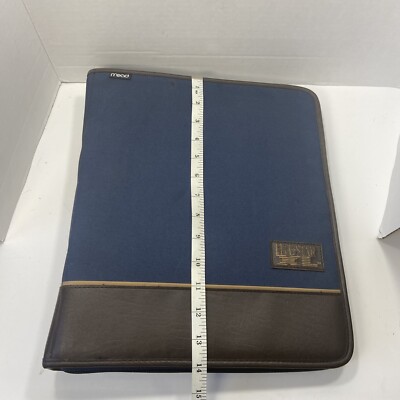Vintage Mead XL Navy Blue Brown Trim Zippered Binder | eBay