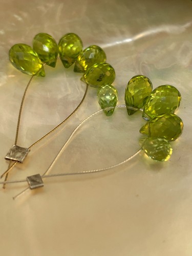 13.50ctw AAA Grade Peridot Faceted Gemstone Briolettes 10 pieces