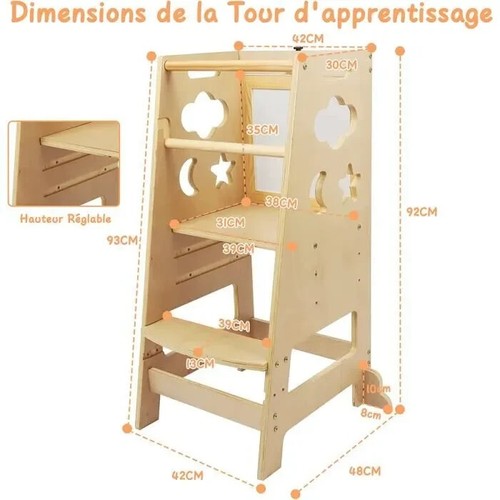 Lernturm ab 1 jahr Montessori Kinderstuhl, Küchen Kindertritt mit Tafel - Bild 8 von 9