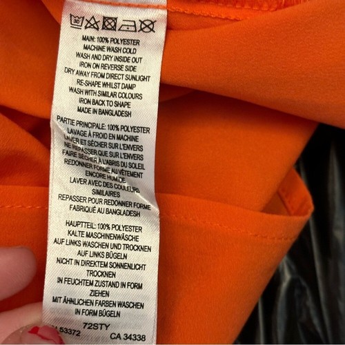 French Connection women’s orange Ruffled V-Neck Women's Top blouse in size med - Picture 8 of 8