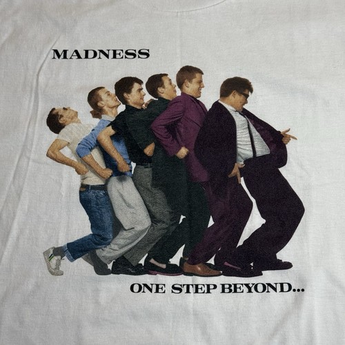 (NEW) Adult XL Madness One Step Beyond Album Art T-Shirt Ska Band Shirt White - Picture 2 of 5