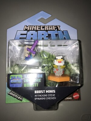 Minecraft Earth Boost Minis Figures - Attacking Steve & Spawning Chicken Pack, Unlocks In-Game Boosts For Minecraft Earth App - View #3