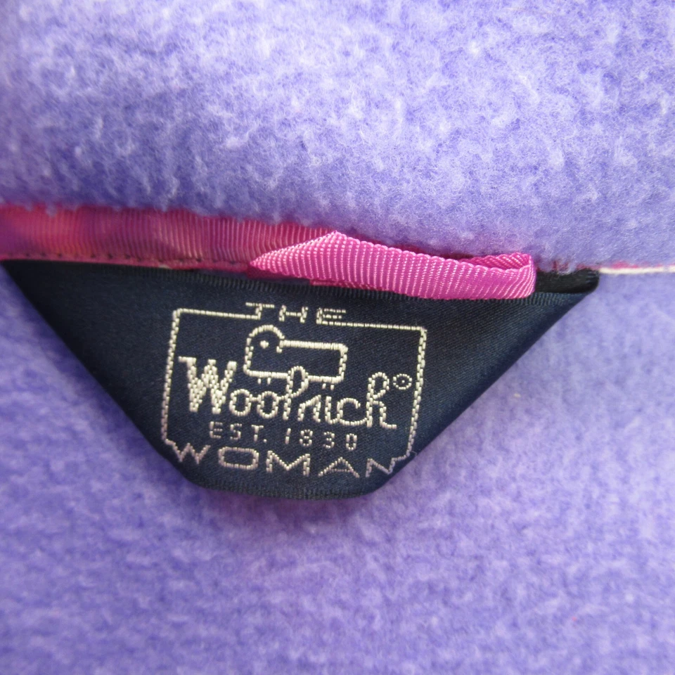 Chaqueta Woolrich para mujer grande cremallera completa manga larga exterior púrpura polar Foto 3 de 4