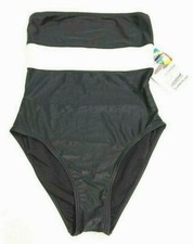 Sun Streak Newport News One Piece Swimsuit Black White Sz 8 NWT
