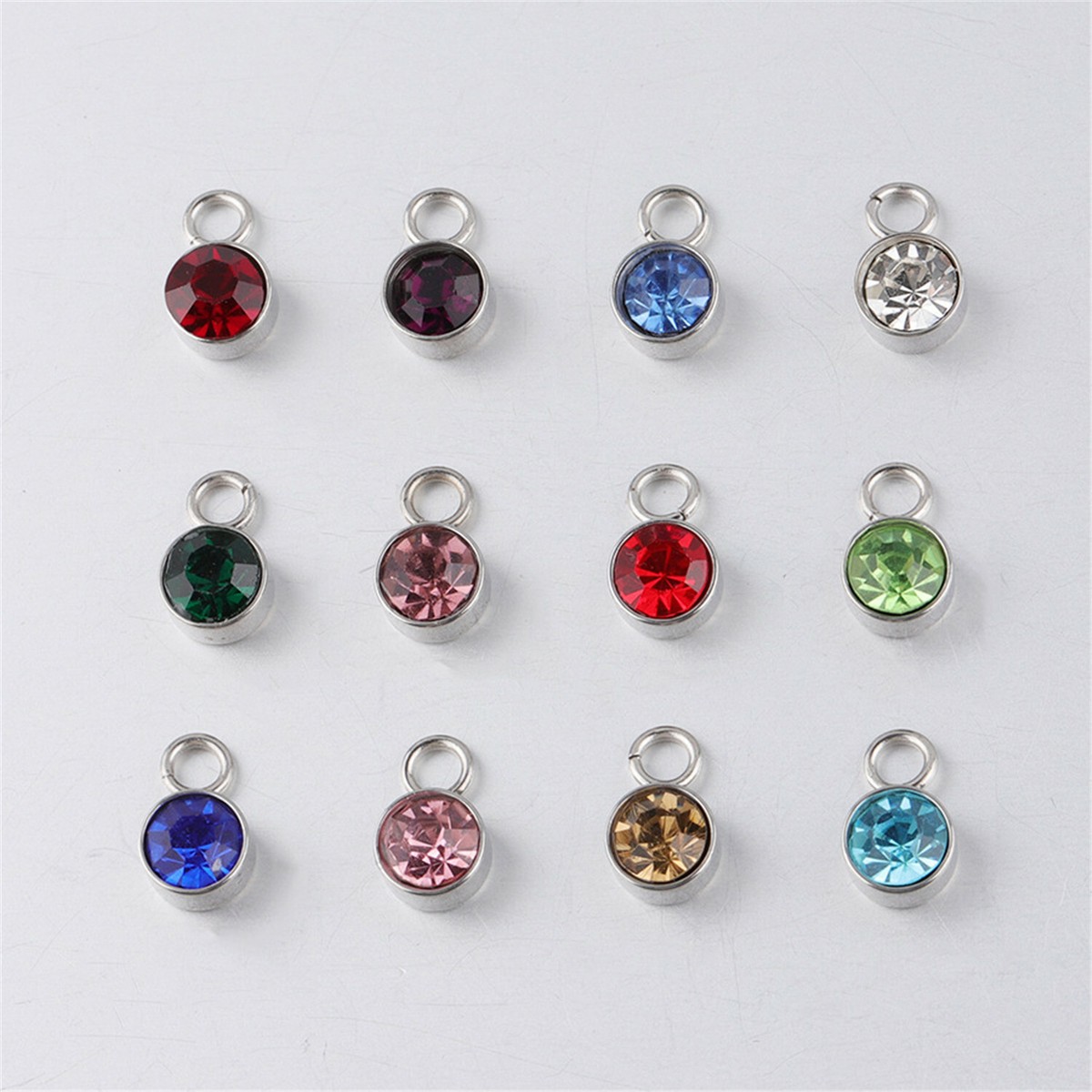 12pcs/lot Mixed 6mm Birthstone Charms for Diy Necklace Bracelet