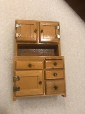 CONCORD DOLLHOUSE BEAUTIFUL NATURAL WOOD KITCHEN HUTCH #6032, IMPERFECT, READ!