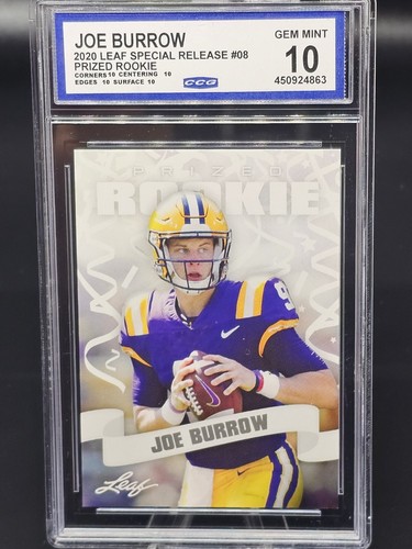 2020 Leaf Special Release Prized Rookie Joe Burrow #08 CCG 10 GEM MINT - Bild 1 von 2