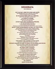 "Desiderata" Poem Max Ehrmann, Framed Poster Picture Print Motivational Wall Art