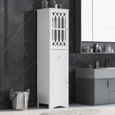 Tall Bathroom Cabinet, Freestanding Storage Cabinet with Drawer and Doors, MDF