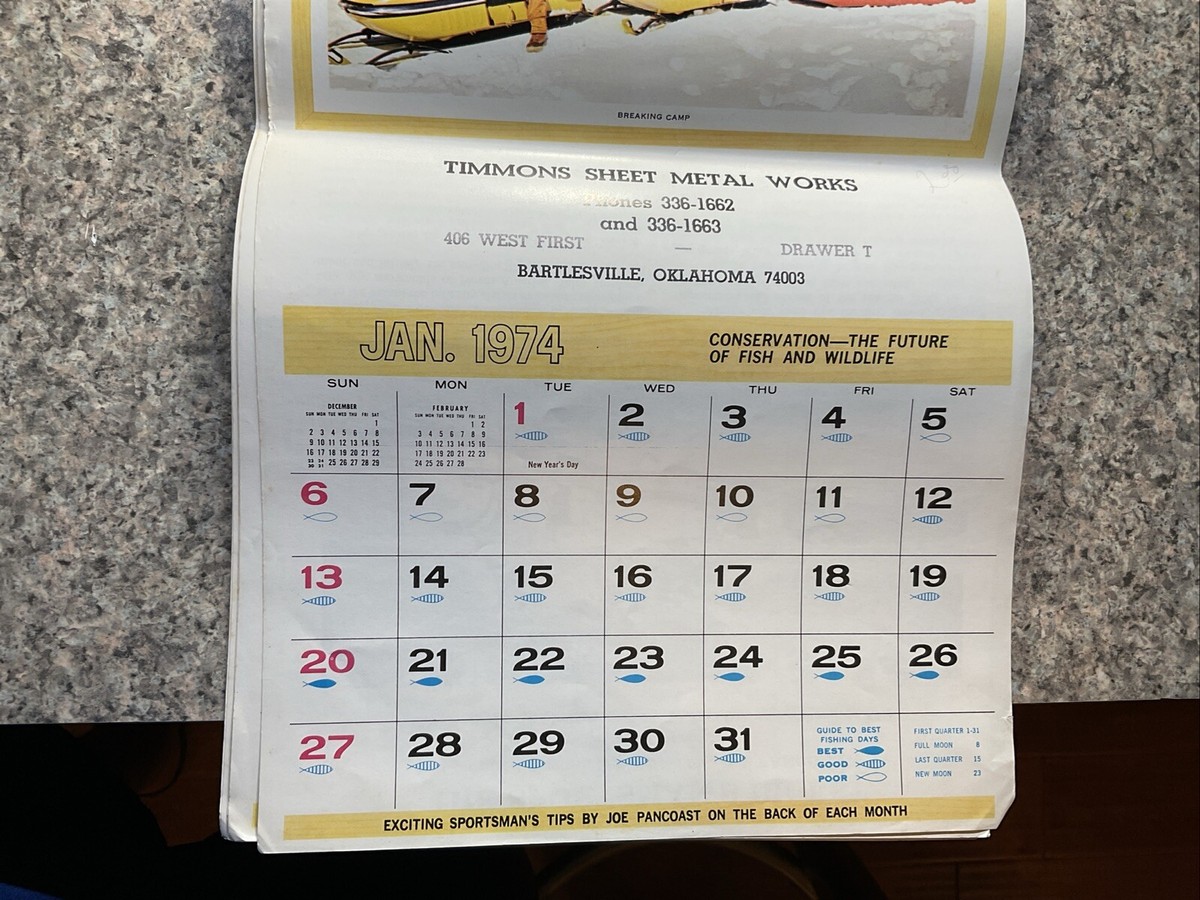 Sportsman's DIGEST 1974 Calendar Fishing Hunting | eBay
