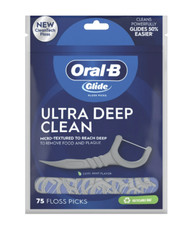 Oral-B Glide Ultra Deep Clean Dental Floss Picks, Cool Mint Flavor, 75 Ct
