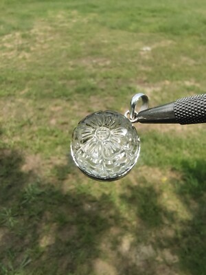 Elegant Crystal Silver Pendant, Sterling Silver Pendant, Carving Gemstone  