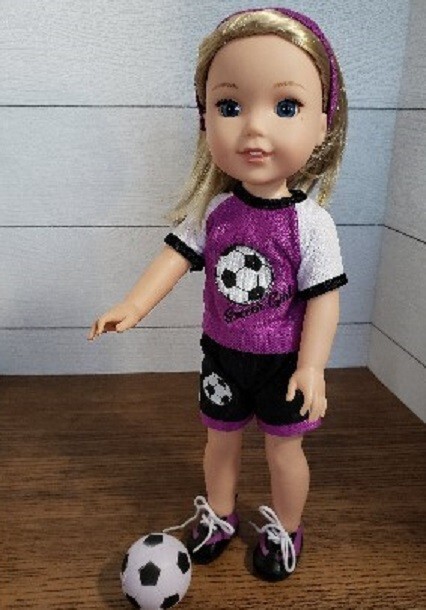 WW Sportswear, Complete, Purple Soccer Uniform & Soccer Ball, for 14-14.5"Dolls