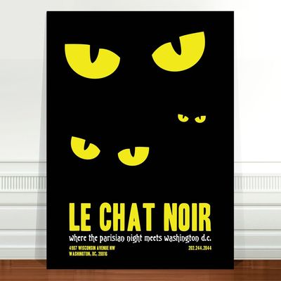 Vintage French Poster Art Canvas Print 36x24 Le Chat Noir Black Cat Eyes Ebay