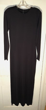 Skims Crew Neck Long Sleeve Bodycon Maxi Dress Black Size XL e48
