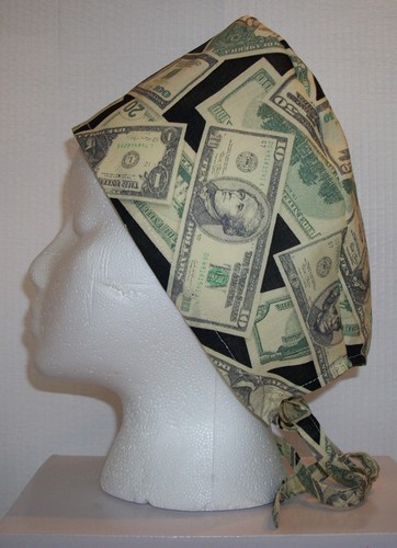 Surgical Scrub Hat Skull Cap w Money 