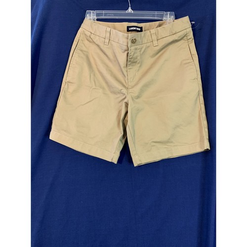 Lands' End Girls Khaki Uniform Shorts Size 16 Adjustable Waist Bermuda Style  - Picture 1 of 7