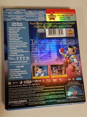 Pinocchio (Blu-ray/DVD, 2009, 3-Disc Set, 70th Anniversary