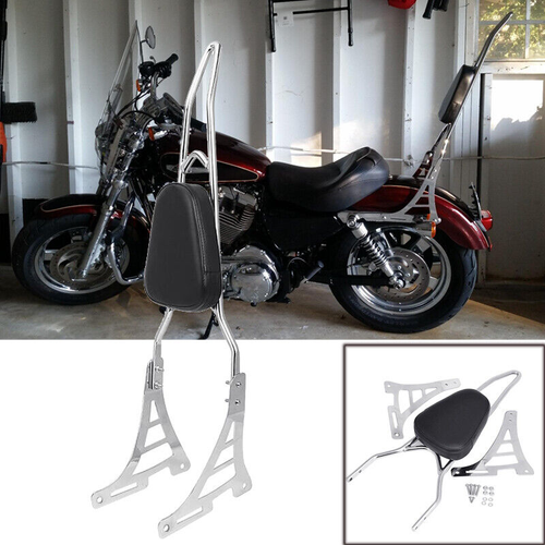 Tall Sissy Bar Pad Dossier Chrome pour Sportster XL 883 XL1200 2004-2018 2017 16