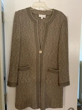 St John Collection Taupe Multi (taupe & Black, Etc) Button Jacket, Size 12