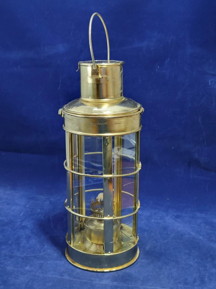 Lámpara colgante octogonal de queroseno vintage de latón 5 paneles de vidrio  Foto 4 de 4