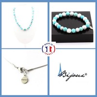 Schmuckset Armband Halskette Perlen Howlite + Howlite TüRkis 8 GrößE Pers