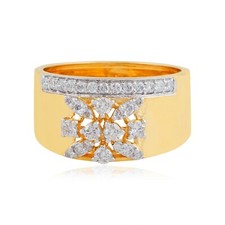 0.45 CT Naturale H / Si Diamante Polsino Anello 18k Giallo Solid Color Oro