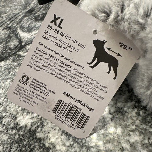 Dog Jacket Merry Making Necktail 24” In Pet Vest XL Fuzzy Warm Fuzzies Fur Petco - Picture 3 of 5