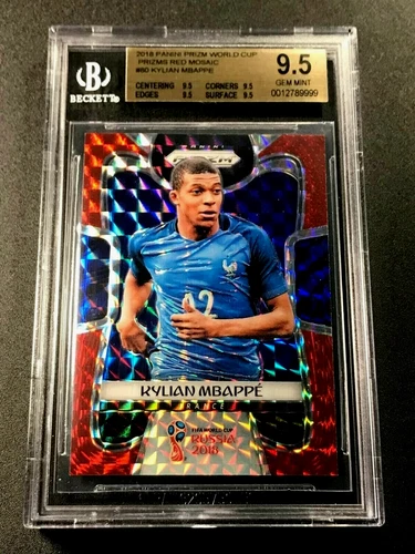 KYLIAN MBAPPE 2018 PANINI PRIZM WORLD CUP #80 RED MOSAIC ROOKIE RC (ALL) BGS 9.5