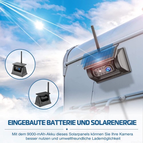 5" IPS Monitor Rückfahrkamera Solarbetrieben 9600mA Batterie Magnet für LKW Bus - Bild 10 von 16