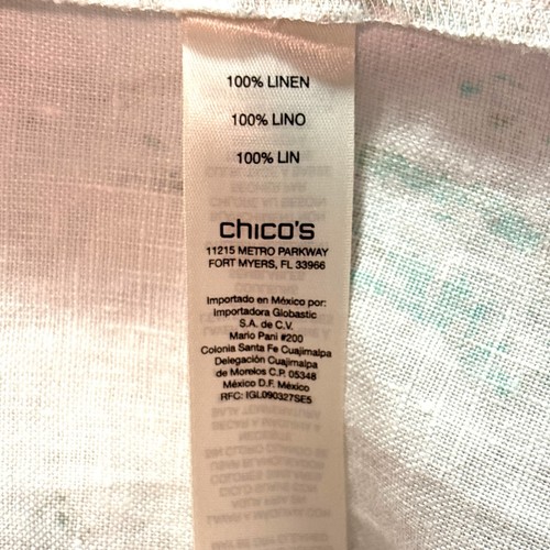 CHICOS 100% Linen Open Front Blazer Sz XL Roll Tab Sleeve Artsy Lightweight NWT - Picture 12 of 14