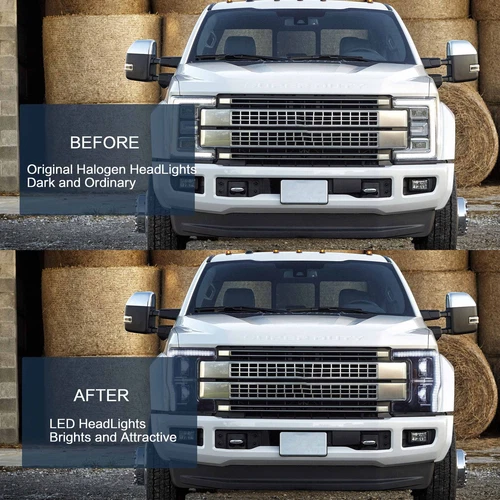 VLAND Headlights Fit 2017-2019 Ford F-250 F350 F450 F550 Super Duty Animation - Picture 6 of 9