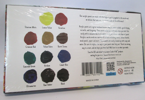 Crafts 4 All Artists 12 Acrylic Paint Set plus 3 Brushes Brand New - Picture 2 of 4
