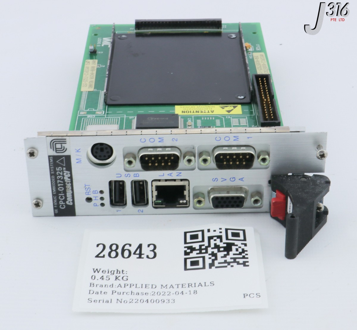 写真 28643 APPLIED MATERIALS ASSY, VMIC PCB, 800MHZ 512MB SDRAM W/ADA