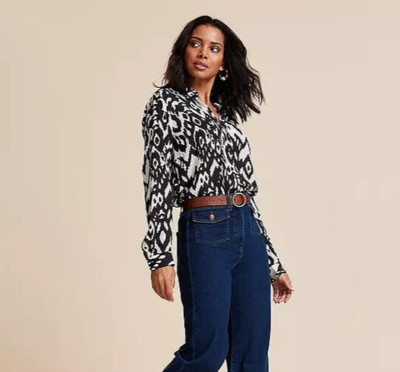 FREEMANS Mono Aztec Print Shirt   UK 18 PLUS Size      (FS50-13)