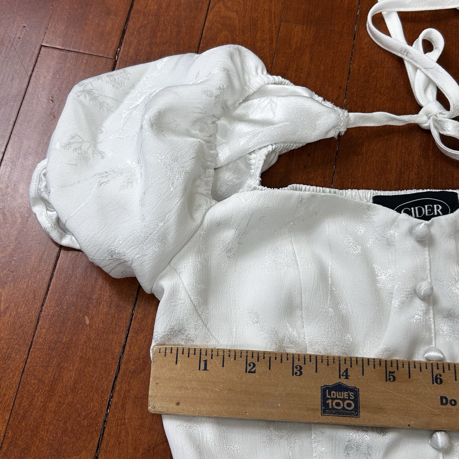 Cider Solid Puff Sleeve Cropped Blouse White Juni… - image 4