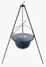 Set 10L Gulaschkessel Emaille mit Dreibein und GRATIS Kochlöffel