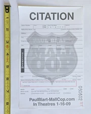 RARE 2009 PAUL BLART MALL COP MOVIE PROMO CITATION - KEVIN JAMES SECURITY FILM