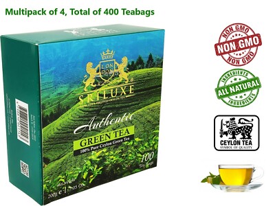 Premium Qualität Ceylon Grüntee 100 Teebeutel (4er Multipack, insgesamt 400) Detox 