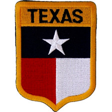 Texas Shield Flag Gold Boarder Sew on Iron on Embroidered Patch