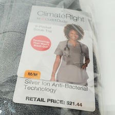 Womens Gray Size Medium 6-Pocket Scrub Top - Cuddl Duds New with Tags