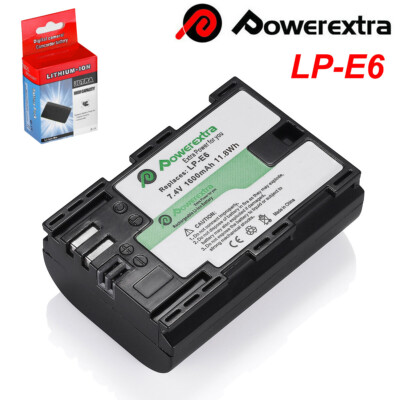 Powerextra LP-E6 Battery For Canon EOS 70D 60D 80D 5D 6D 7D 90D Mark II III XC10