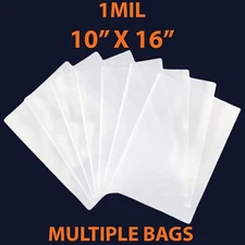 1Mil, 10" X 16" | LDPE Clear Flat Poly Bags, Flexible & Durable | Multiple Bags