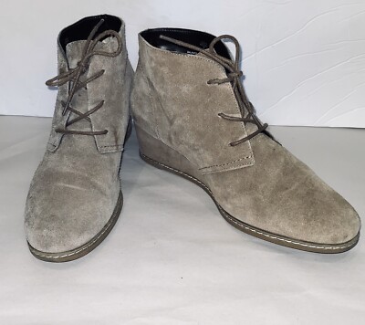 Women’s Taupe Suede Chukka Wedge Boot Bjorndal Rachel Taupe Suede Wedge Heel Chukka Bootie Shoes  main image 4