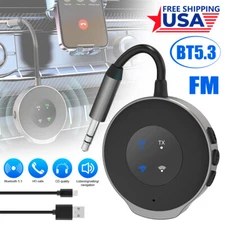 Bluetooth 5.3 USB Wireless Transmitter Receiver FM Car Music Audio Aux Adapter